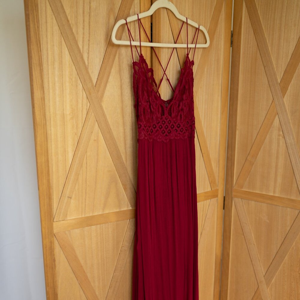 Free People Adella Maxi Slip Dress - Red